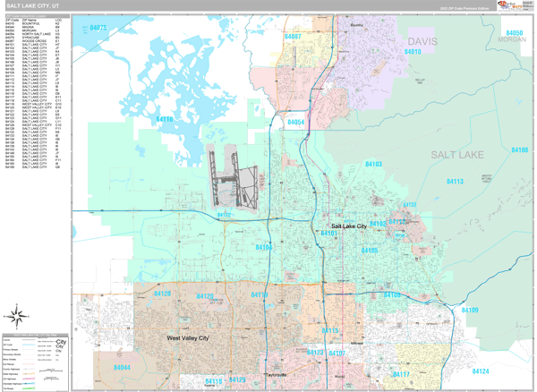 Salt Lake City City Digital Map Premium Style